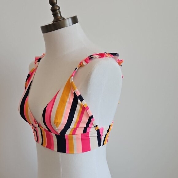 Aerie Pink and Navy Ruffled Longline Bikini Top - Picture 4 of 4